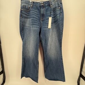 Vigoss Jeans Royce 70s Stove Pipe Fray Hem Wide Leg High Rise Medium Size 16 NWT